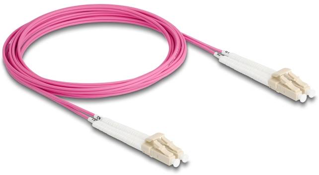 Delock 88089 Glasvezel Optische vezel Aansluitkabel 3 m Violet [1x LC-stekker - 1x LC-stekker] 50/125 µ Multimode OM4-2