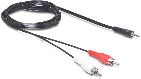 Delock 84277 Jackplug / Cinch Audio Aansluitkabel [1x Jackplug male 3,5 mm - 2x Cinch-stekker] 10 m Zwart