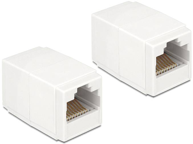Delock RJ45 Netwerk Adapter [1x RJ45-bus - 1x RJ45-bus] Wit-1