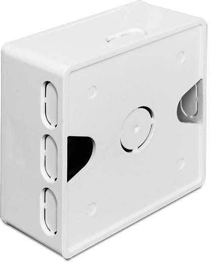 Witte kunststof dozen met ronde openingen aan de zijkanten, vermoedelijk bedoeld voor kabels of elektrische aansluitingen.