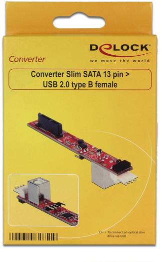 Delock Adapter Serieel [1x Slimline SATA-bus 7+6-polig - 1x USB 2.0 bus B] Meerdere kleuren-2