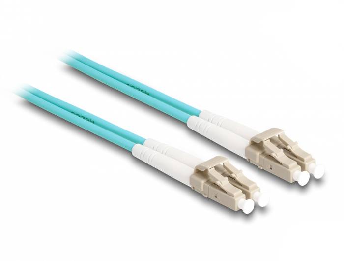 Delock 87908 Glasvezel Optische vezel Aansluitkabel 2 m Aqua-blauw [1x LC-stekker - 1x LC-stekker] 50/125 µ Multimode OM-2