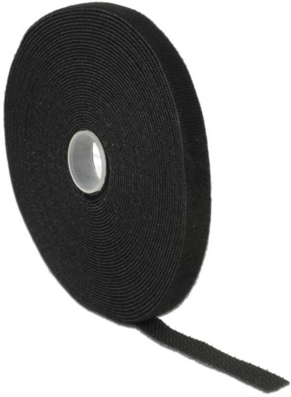 Delock 18712 Klittenband Om te bundelen Haak- en lusdeel (l x b) 10 m x 13 mm Zwart 1 stuk(s)