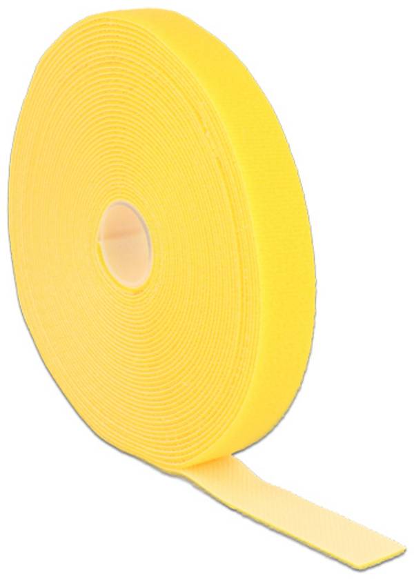 Delock Kabelbinder Klittenband  Om te bundelen Haak- en lusdeel (l x b) 10 m x 20 mm Geel 1 stuk(s)