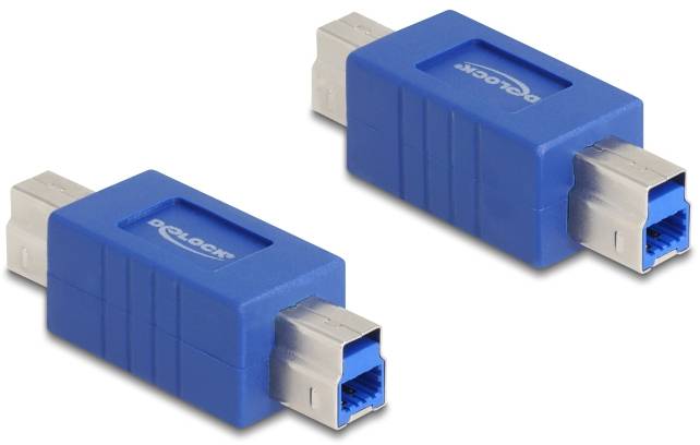 Twee blauwe USB 3.0 adapters met USB-B-stekkers.