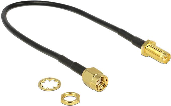 Delock WiFi-antenne Aansluitkabel [1x RPSMA-stekker - 1x RPSMA-bus] 0.2 m Zwart-2