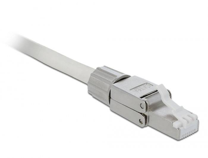 Delock 86477 RJ45-stekker Cat.6A STP CAT. Zonder gereedschap 86477 RJ45, stekker Aantal polen (sensoren) 8P8C Grijs 1 st-3