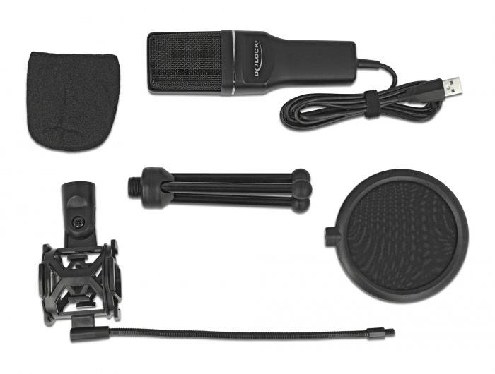 Statief Microfoonset Delock 66331 Zendmethode:USB Incl. kabel, Voet, Incl. shockmount-3