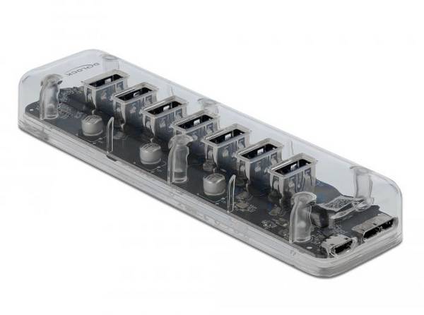 Delock 64088 64088 USB-hub 7 poorten USB-A USB 3.2 Gen1 5 GBit/s  Transparant