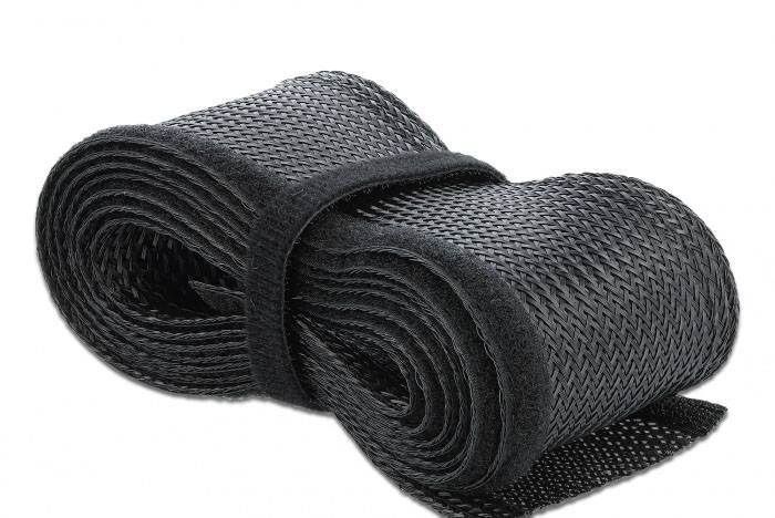 Delock 18857 18857 Gevlochten slang Zwart Polyester 2 m 12 mm (max) 1 stuk(s)
