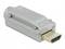 Een zilveren HDMI-adapter met rechthoekige vorm en aansluiting, gebruikt voor het verbinden van audio-videoapparatuur.