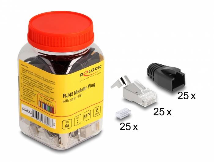 Delock Delock - Netzwerkanschluss - RJ-45 (M) - S/FTP - CAT 6a/7 (Packung mit 25) RJ45 modulaire stekker CAT.6A, CAT CAT-2