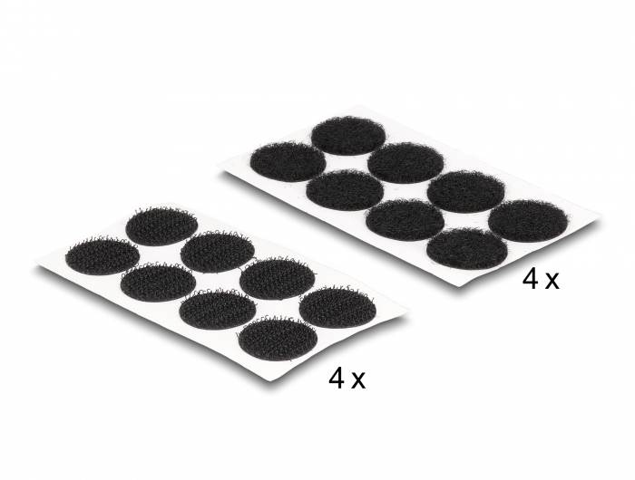 Delock Klittenband punt Om vast te plakken Haak- en lusdeel (Ø) 20 mm Zwart 64 stuk(s)-1