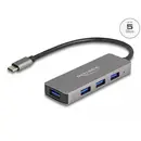 Delock 63173 63173 USB-hub 4 poorten USB-A USB 3.2 Gen1 5 GBit/s Met USB-C stekker Zwart