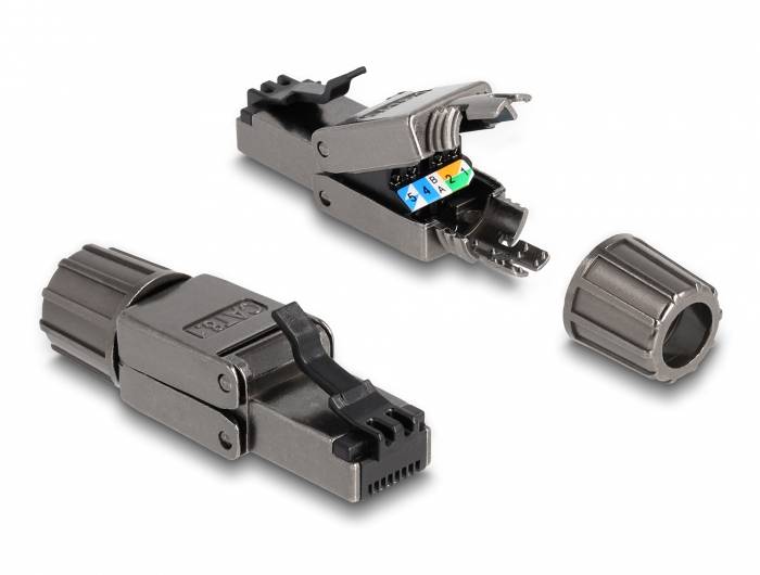 Delock 86514 RJ45-stekker Cat. 8.1 STP CAT.1. Zonder gereedschap 86514 RJ45, stekker Aantal polen (sensoren) 8P8C Zwart -1