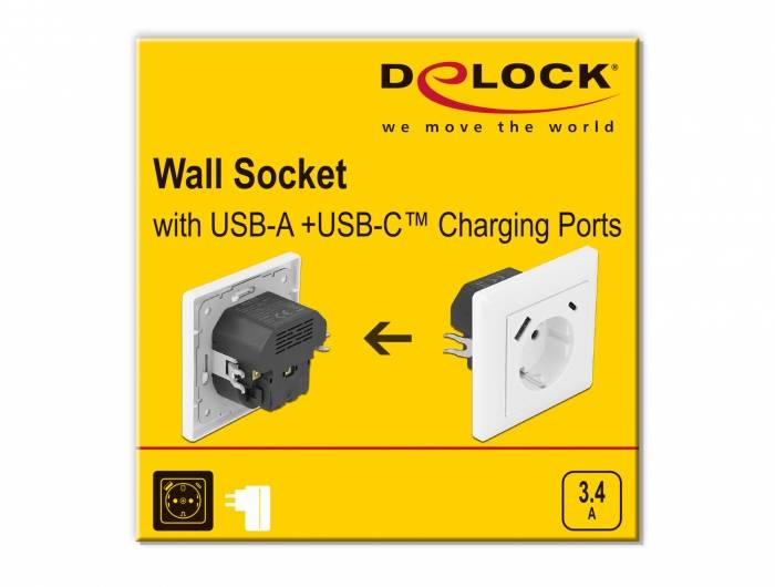 Delock 11489 Stopcontact (inbouw) Met USB, Met USB-C Wit-4