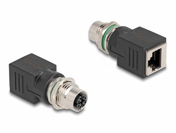 Delock M12 / RJ45 Netwerk Adapter Kabel [1x M12-bus - 1x RJ45-bus] Zwart-1