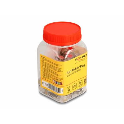 Delock 67019 RJ45 modulaire stekker CAT.6A voor Slim en lintkabel set van 100 stuks 67019 Stekker Wit 1 stuk(s)-0