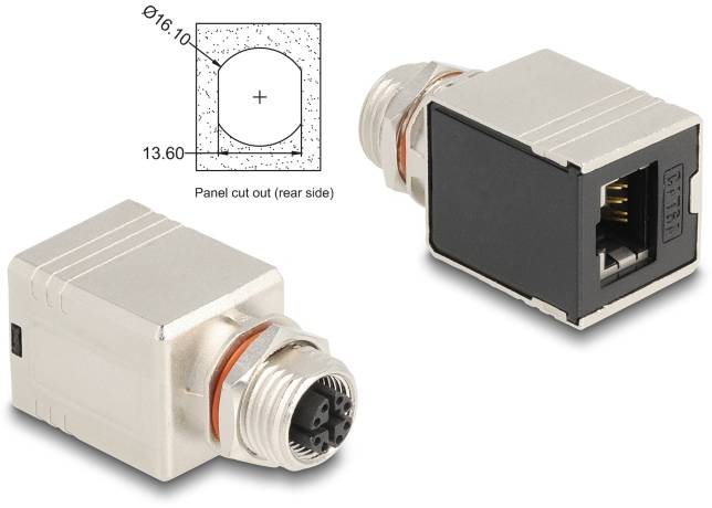 Delock M12 / RJ45 Netwerk Adapter Kabel [1x M12-bus - 1x RJ45-bus] Zwart-2