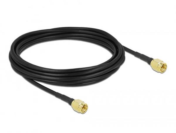 Delock WiFi-antenne Aansluitkabel [1x SMA-stekker - 1x SMA-stekker] 5 m Zwart