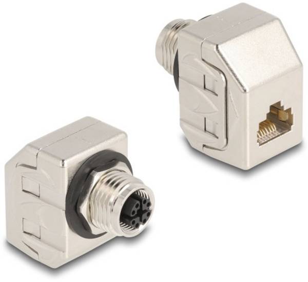 Delock M12 / RJ45 Netwerk Adapter Kabel [1x M12-bus - 1x RJ45-bus]  Zilver