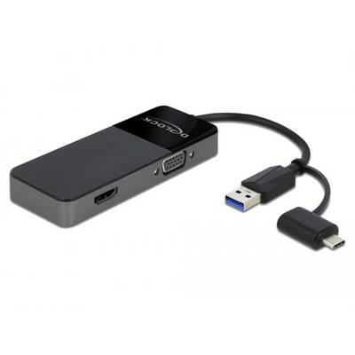 Delock 64085 USB 3.2 Gen 1 (USB 3.0) / HDMI / VGA Adapter Zwart 12 cm-0