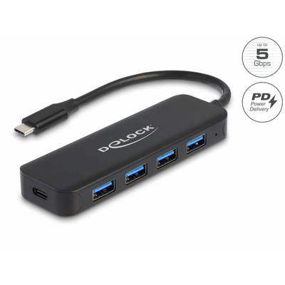 Delock 64170 64170 USB-hub 4 poorten USB-A USB 3.2 Gen1 5 GBit/s Met USB-C stekker Zwart-2