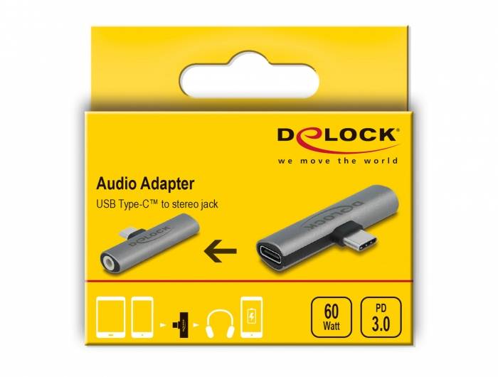 Delock USB-C, Audio Adapter [1x USB-C stekker - 1x Jackplug female 3,5 mm, USB-C bus] 64186 0 cm-3