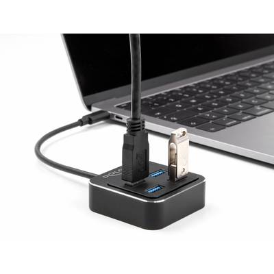 Delock 64191 64191 USB-hub 4 poorten USB-A USB 3.2 Gen2 10 GBit/s Met USB-C stekker Zwart-2