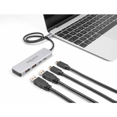 Delock 64230 64230 USB-hub 2 + 2 poorten USB-A, USB-C USB 3.2 Gen2 10 GBit/s Met USB-C stekker Grijs-1