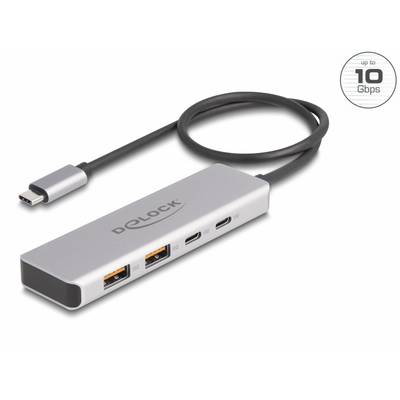 Delock 64230 64230 USB-hub 2 + 2 poorten USB-A, USB-C USB 3.2 Gen2 10 GBit/s Met USB-C stekker Grijs-2