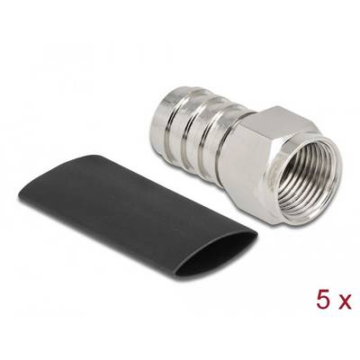 Metaalaansluiting met schroefdraad en zwarte, rechthoekige dop. Productaantal: 5 stuks.