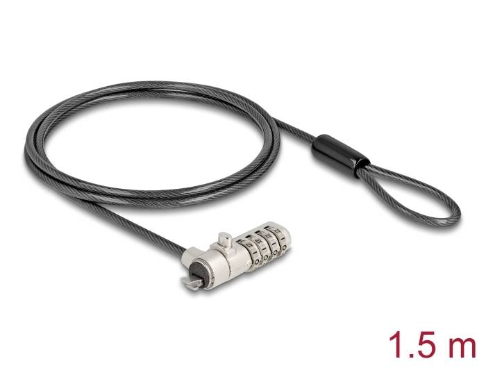 Stalen kabel met cijferslot, 1,5 meter lang, voor het beveiligen van voorwerpen.