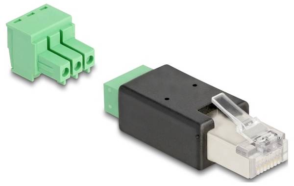 Delock RJ45 Netwerk Adapter Kabel [1x RJ45-stekker - 1x Schroefklemmen] 0 mm Zwart-groen