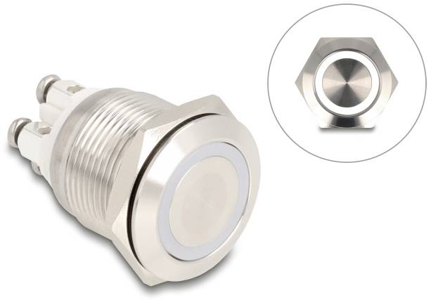 Delock 20977 20977 Druktoets 3 A 1x uit/aan Moment Wit (b x d) 30 mm x 25 mm IP65 1 stuk(s) Box-0