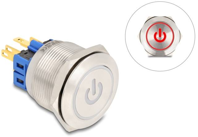 Delock 20987 20987 Druktoets 3 A 1x aan/(uit) Moment Rood (b x d) 45 mm x 30 mm IP65 1 stuk(s) Bag-1