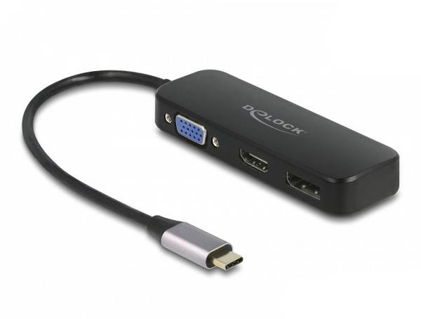 Delock USB-C Adapter [1x USB-C stekker - 1x VGA-bus, HDMI-bus, DisplayPort bus] 64156 0.2 m