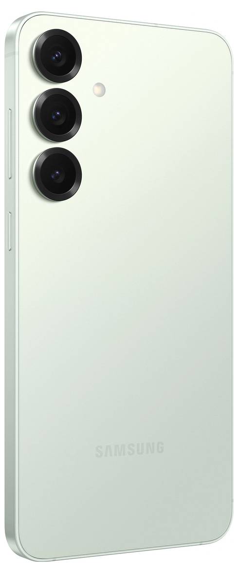 Smartphone met drie cameraletrzen aan de achterkant, zijaanzicht.