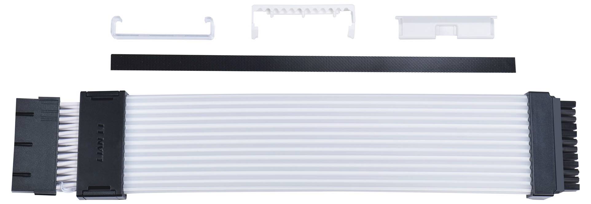 Antistatische stofbeschermhoes voor 24-polige kabel met kabelkam, kabelgeleiding en PCIe-beugel voor kabelmanagement.