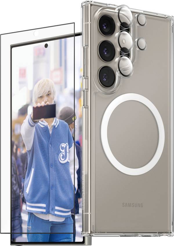 PanzerGlass CARE Flagship 3-in-1 Set (hoesje + beschermglas) Samsung Galaxy S25 Ultra Transparant Inductieve lading, Stootbestendig
