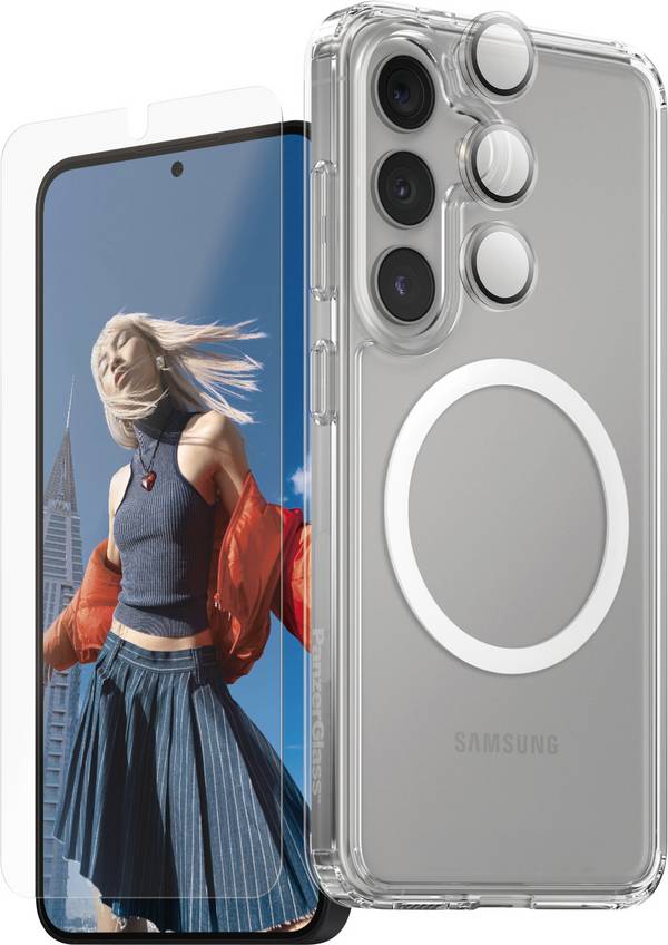 PanzerGlass CARE Flagship 3-in-1 Set (hoesje + beschermglas) Samsung Galaxy S25 Transparant Inductieve lading, Stootbestendig