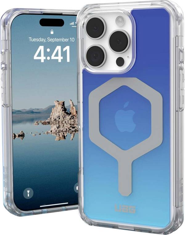 Urban Armor Gear Plyo Backcover Apple iPhone 16 Pro Blauw, Transparant Inductieve lading, MagSafe compatible, Stootbestendig