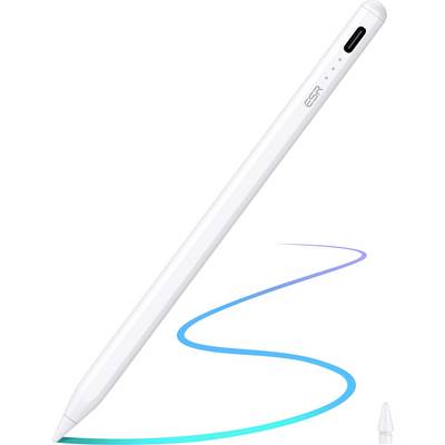 Een stylus, een witte pen met een gebogen blauwe lijn, die digitale precisie en creativiteit symboliseert.