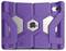 Tablet met een robuuste, paarse beschermhoes met een zeshoekig patroon. De hoes heeft uitsparing voor camera en logo.