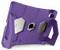 Paarse beschermhoes voor een iPod-apparaat, met handgreep en zeshoekige uitsparing, toont de zwarte opening met het Apple-logo.