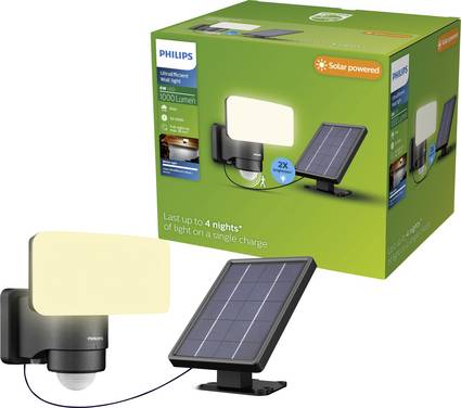 Philips LED Tylus 929004632301 Wandlamp op zonne-energie met bewegingsmelder  LED  6 W Zwart