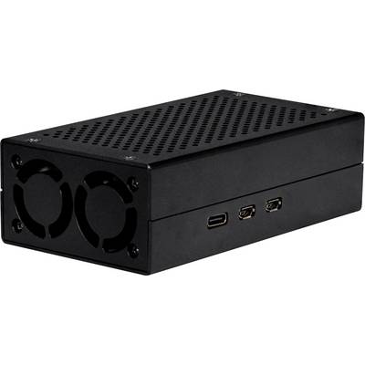 Joy-it ALU CASE for Pi5+M2 HAT / AI Kit SBC-behuizing Geschikt voor serie: Raspberry Pi® 5 B Incl. actieve koeler Zwart