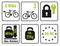 'Pictogrammenset: E-bike met stekker, cijfer 3 en fietssymbool, slot met sleutel, Max. draagvermogen 60 kg, Gewicht ca. 21 kg, Sterrenkrans met "EG-BE".'