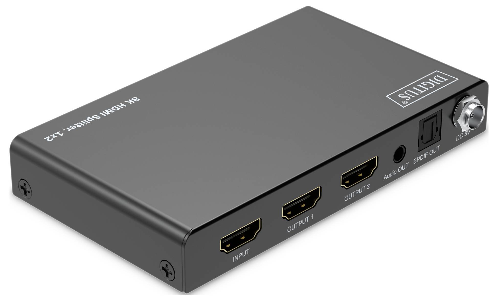 Digitus DS-55339 1 + 2 poorten HDMI-splitter Met metalen behuizing, LED-weergave, Met status-LED's, Voor intern gebruik -3