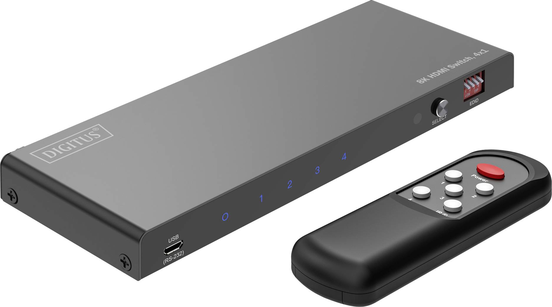 Digitus DS-55335 HDMI-switch LED-weergave, Met metalen behuizing, Met afstandsbediening, Ultra HD-geschikt 7680 x 4320 P-0